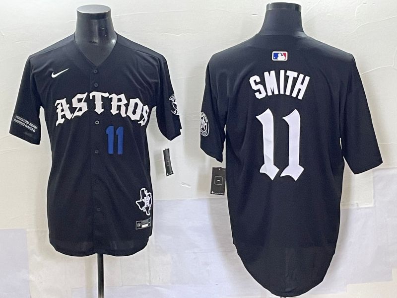 Men 2025 Houston Astros 11 Smith Black Seven generations Joint Name Nike MLB Jersey style 7043